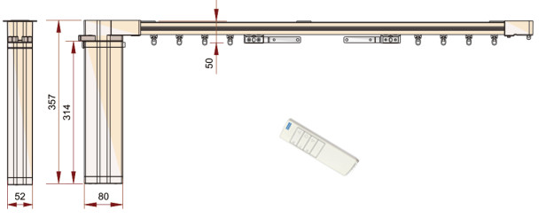 KECO curtain drive and drapery motor KA75AC by remote control and automation switch control for home electric curtain rail