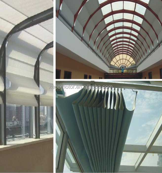 KECO folding skylight curtain with curtain motor KE80A for motorized canopy and motorized skylight curtain and sloped canopy
