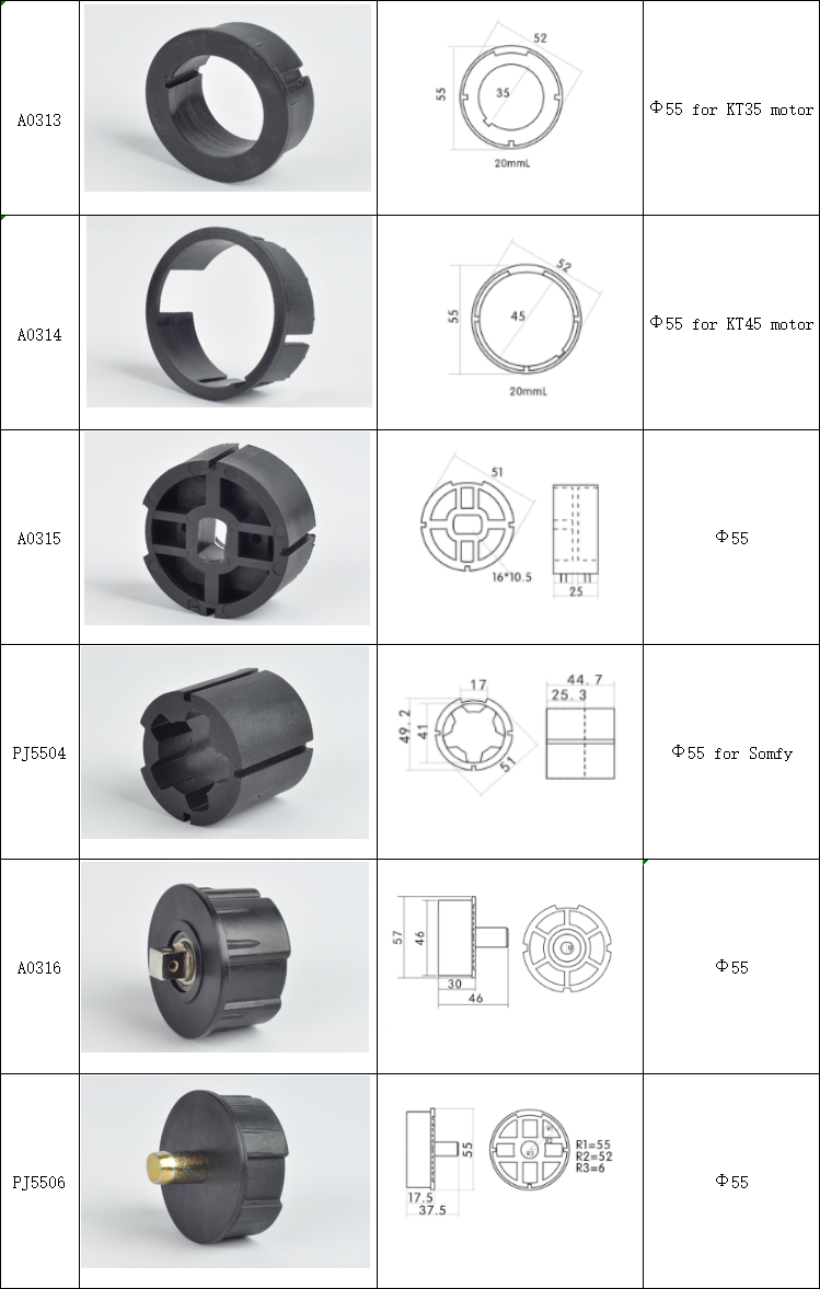 KECO 50mm aluminum tube for motorized roller blinds and electric roller blind with tubular motor